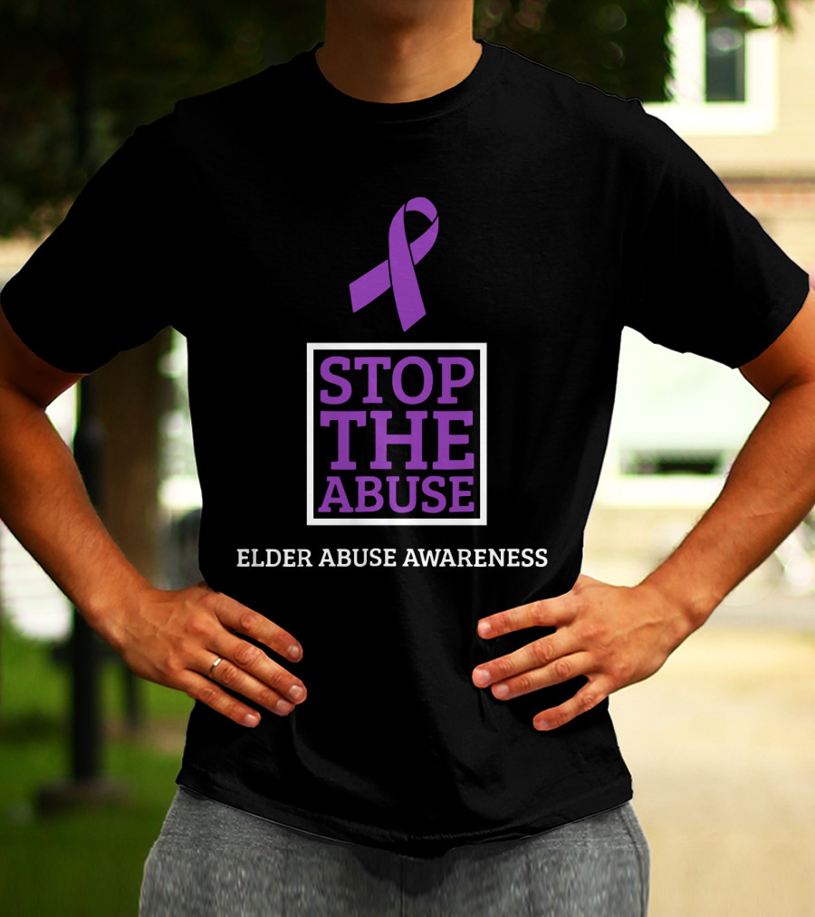 Stop The Abuse Elder Abuse Awareness Purple T-Shirt