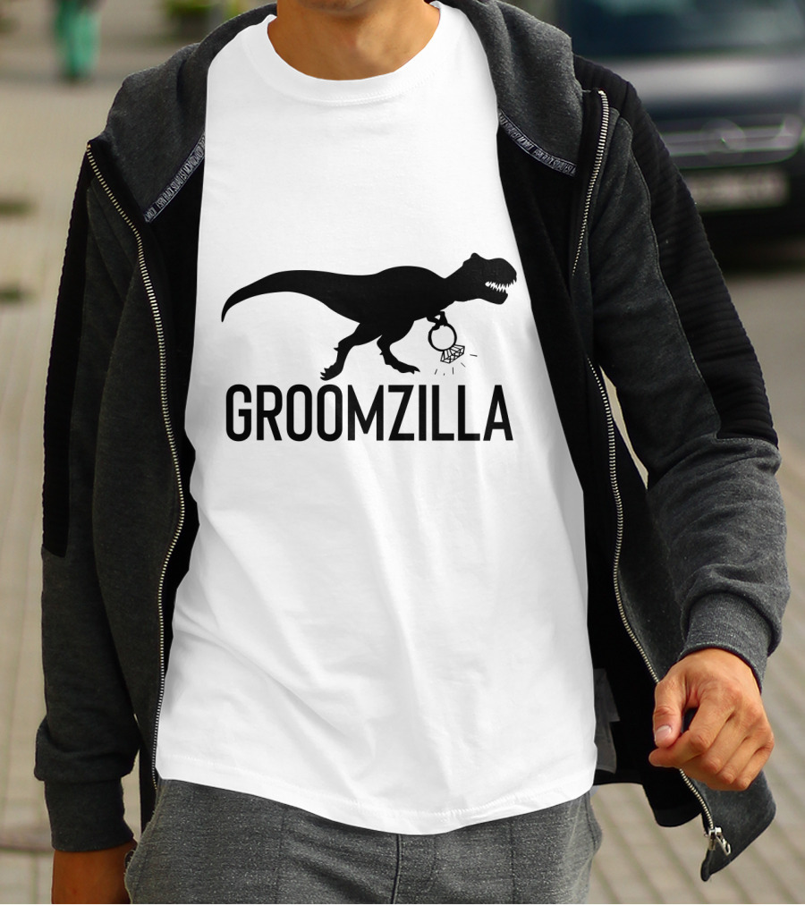 Groomzilla Funny Groom Wedding Dinosaur Ring T-Shirt