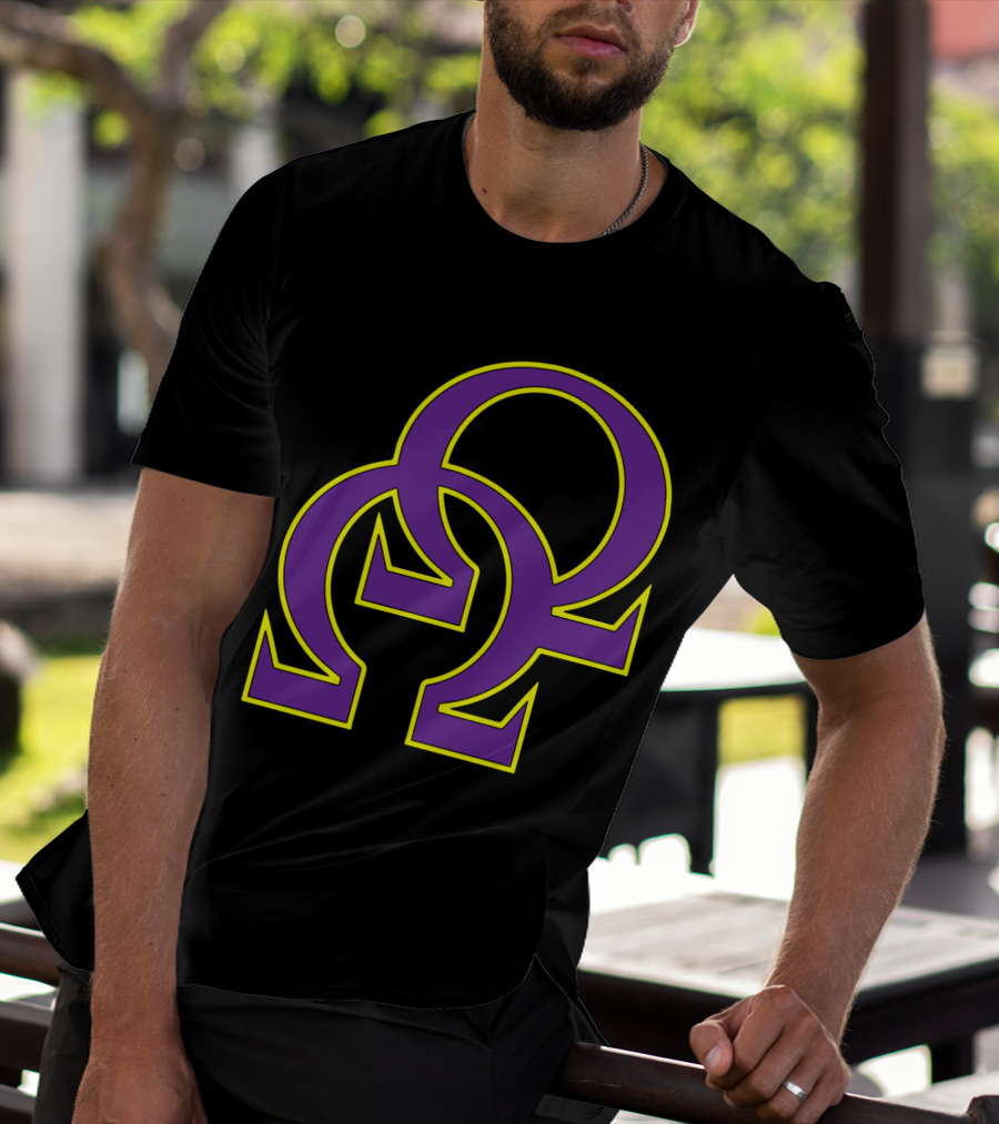 Que Double Omega Purple Gold Psi Phi Greek Fraternity T-Shirt