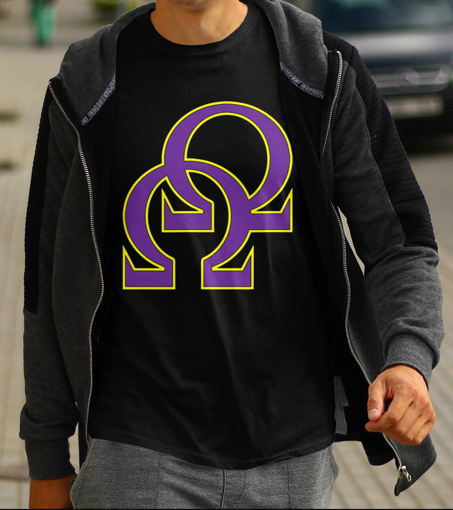 Que Double Omega Purple Gold Psi Phi Greek Fraternity T-Shirt
