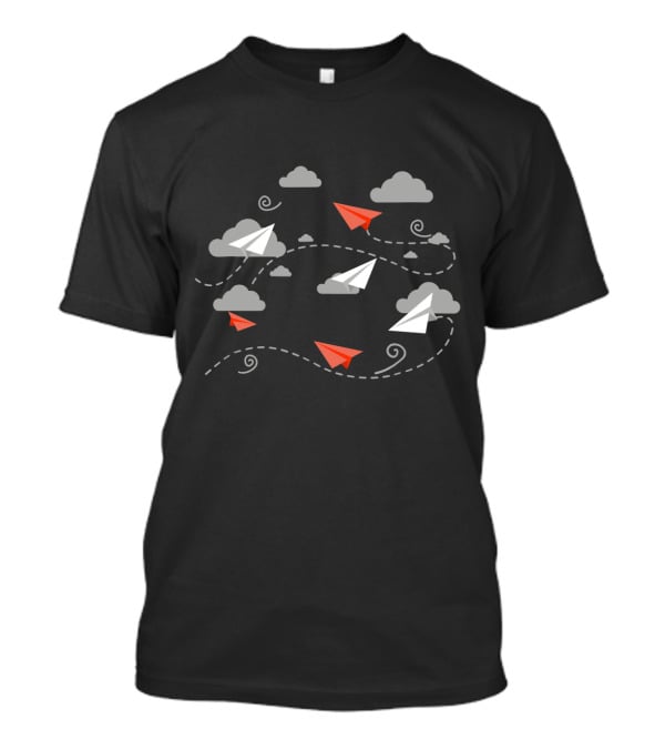 Paper Airplane Cloud Journey Flight Paths T-Shirt