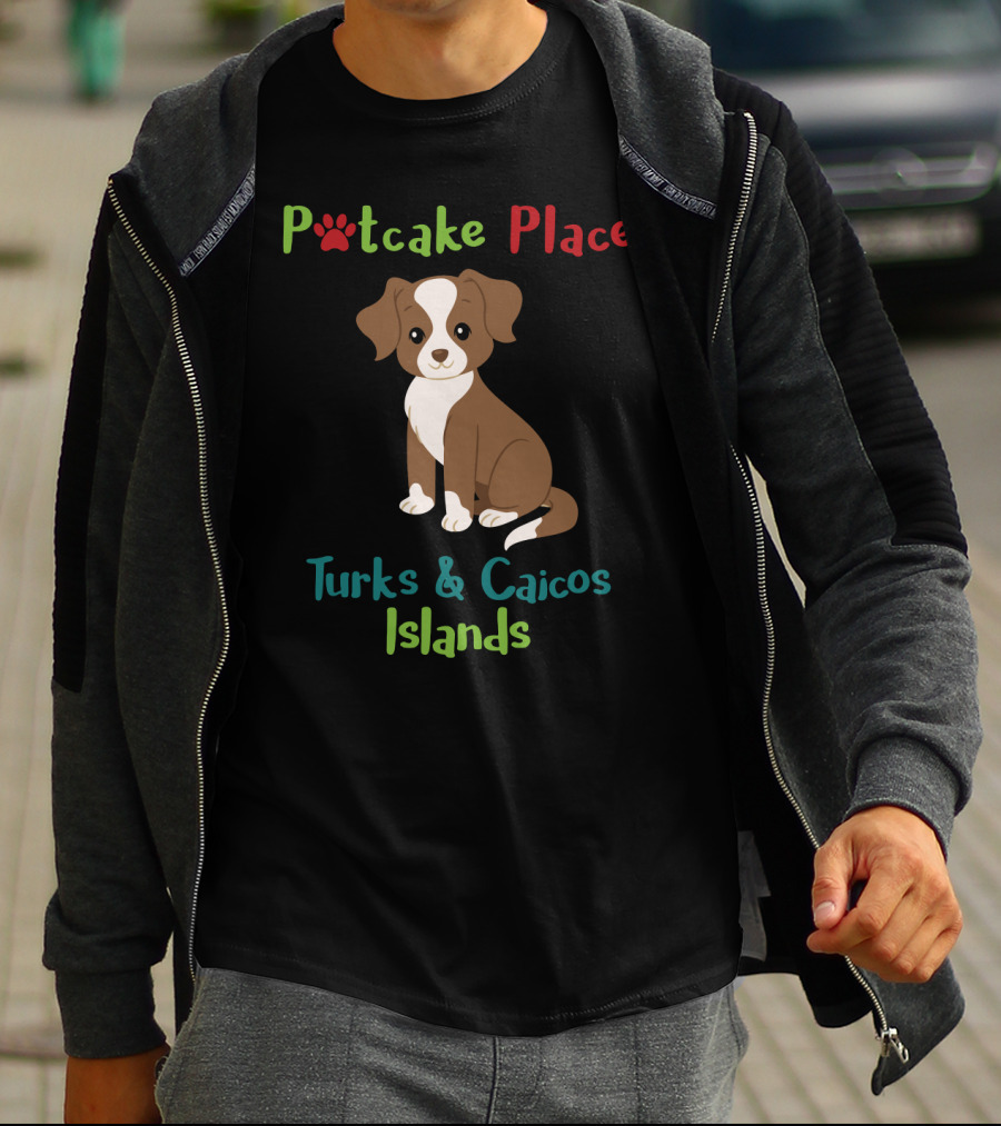 Potcake Place Turks And Caicos Islands Cute Dog Graphic With Paw Prints T-Shirt