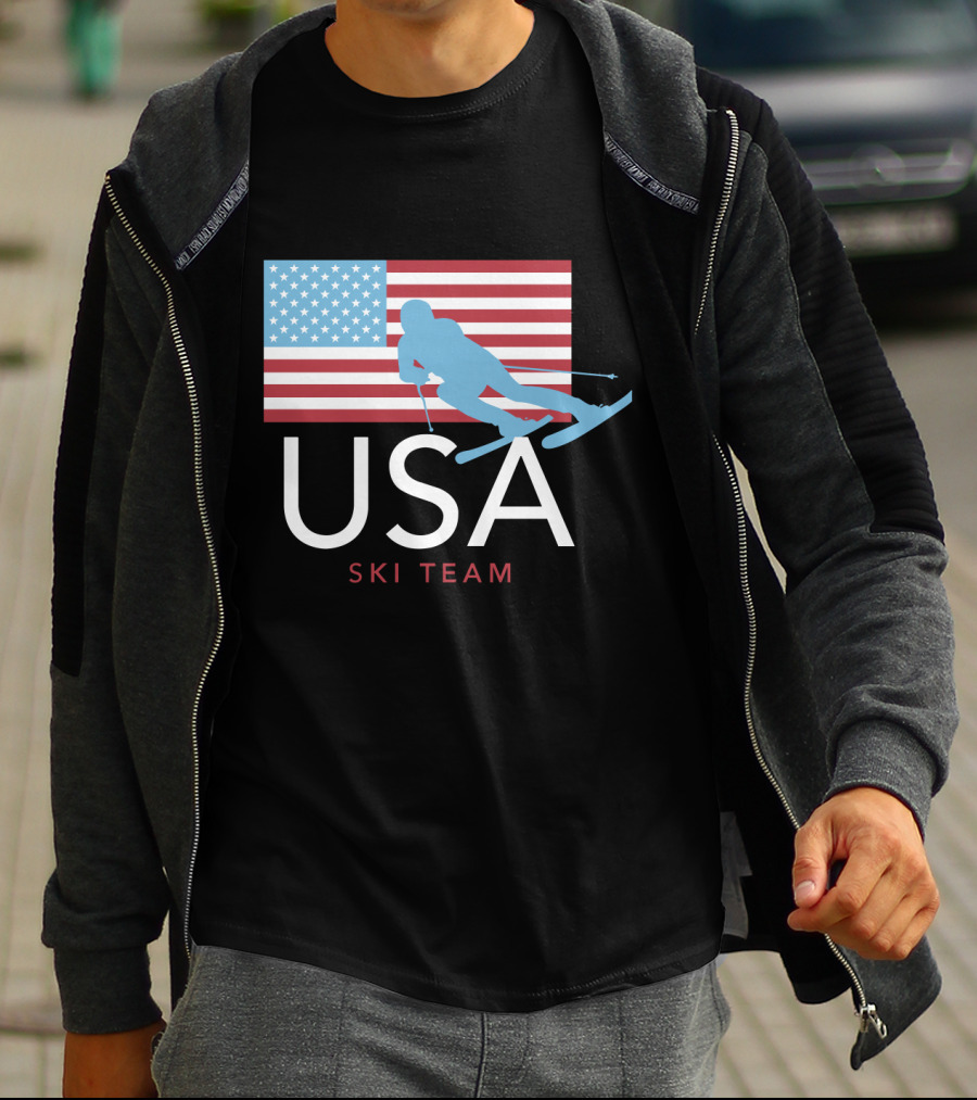 USA Ski Team American Flag Winter Sports Games Skier T-Shirt