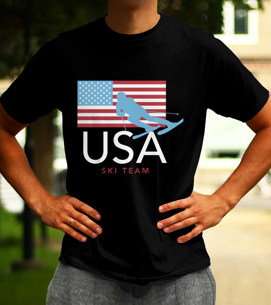 USA Ski Team American Flag Winter Sports Games Skier T-Shirt