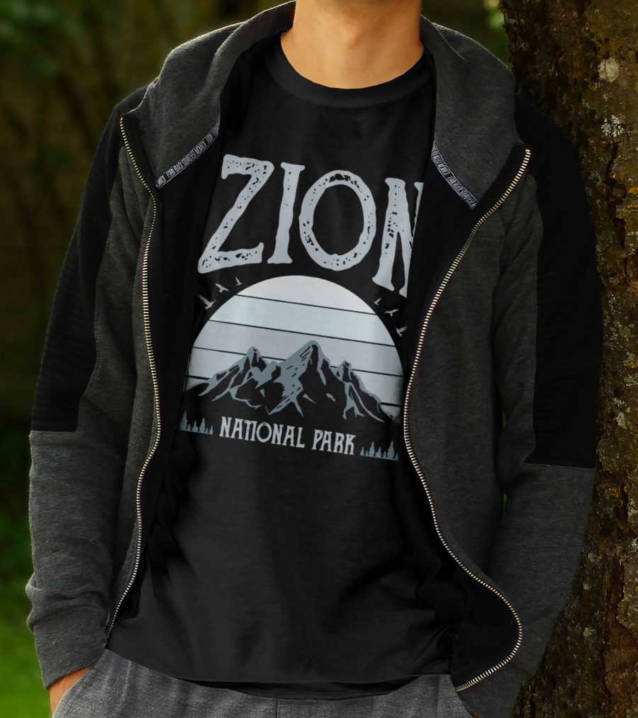 Zion National Park Mountains With Sun And Birds T-Shirt