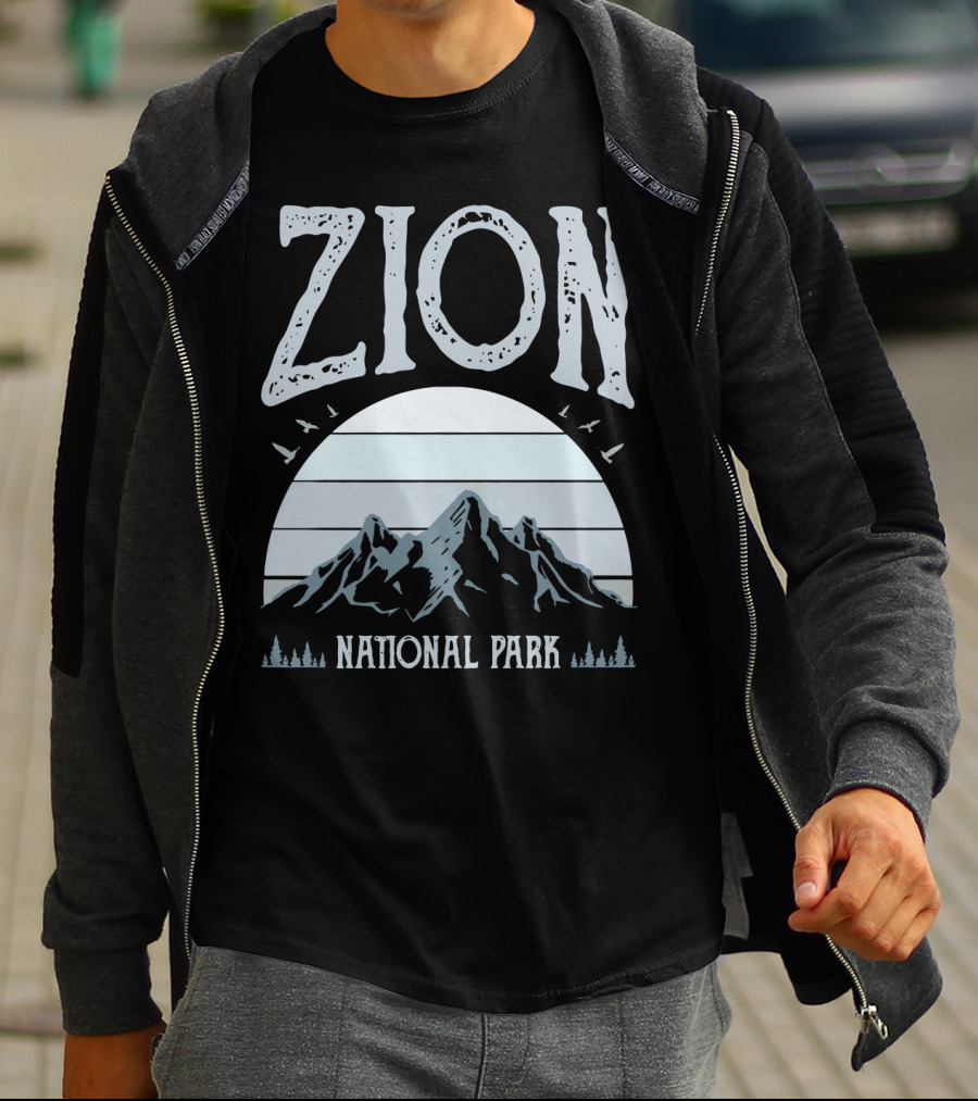 Zion National Park Mountains With Sun And Birds T-Shirt