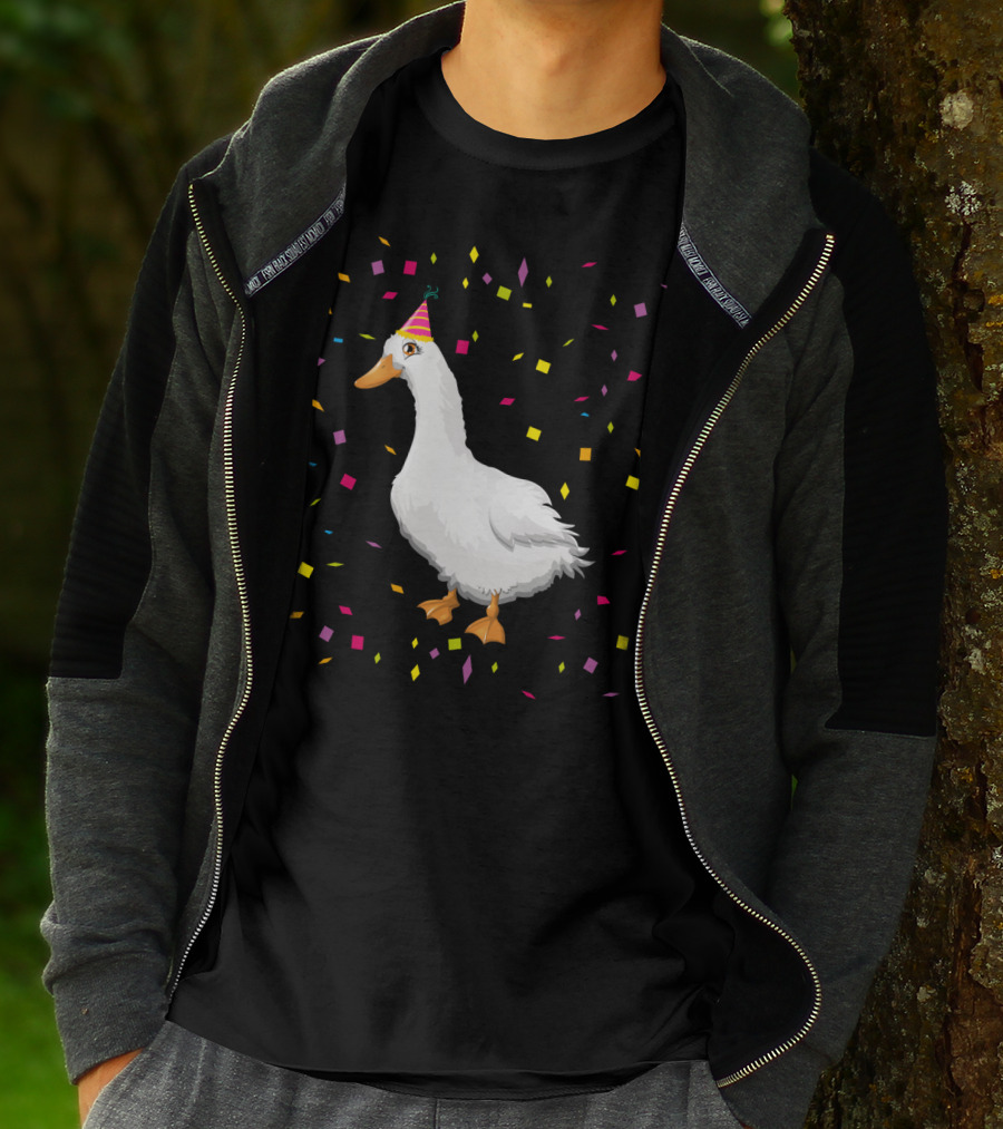 Funny Duck Birthday Party Hat Confetti T-Shirt