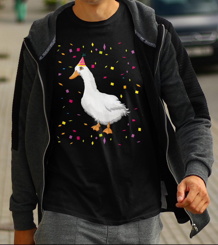Funny Duck Birthday Party Hat Confetti T-Shirt