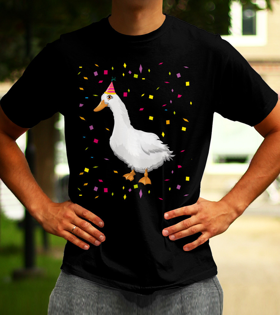 Funny Duck Birthday Party Hat Confetti T-Shirt