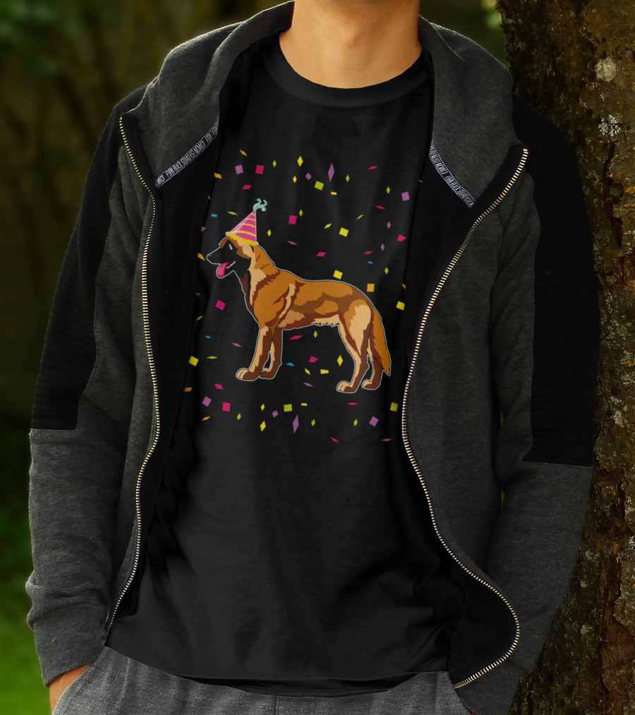 Funny Belgian Malinois Birthday Party Confetti Hat T-Shirt