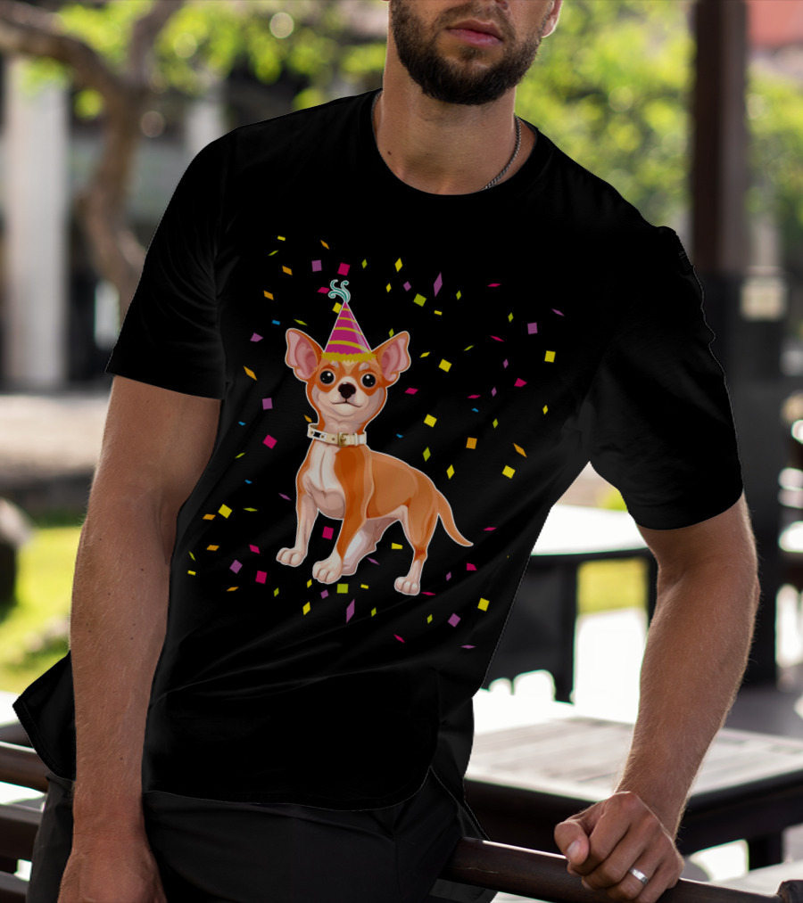Birthday Chihuahua Party Hat Confetti T-Shirt