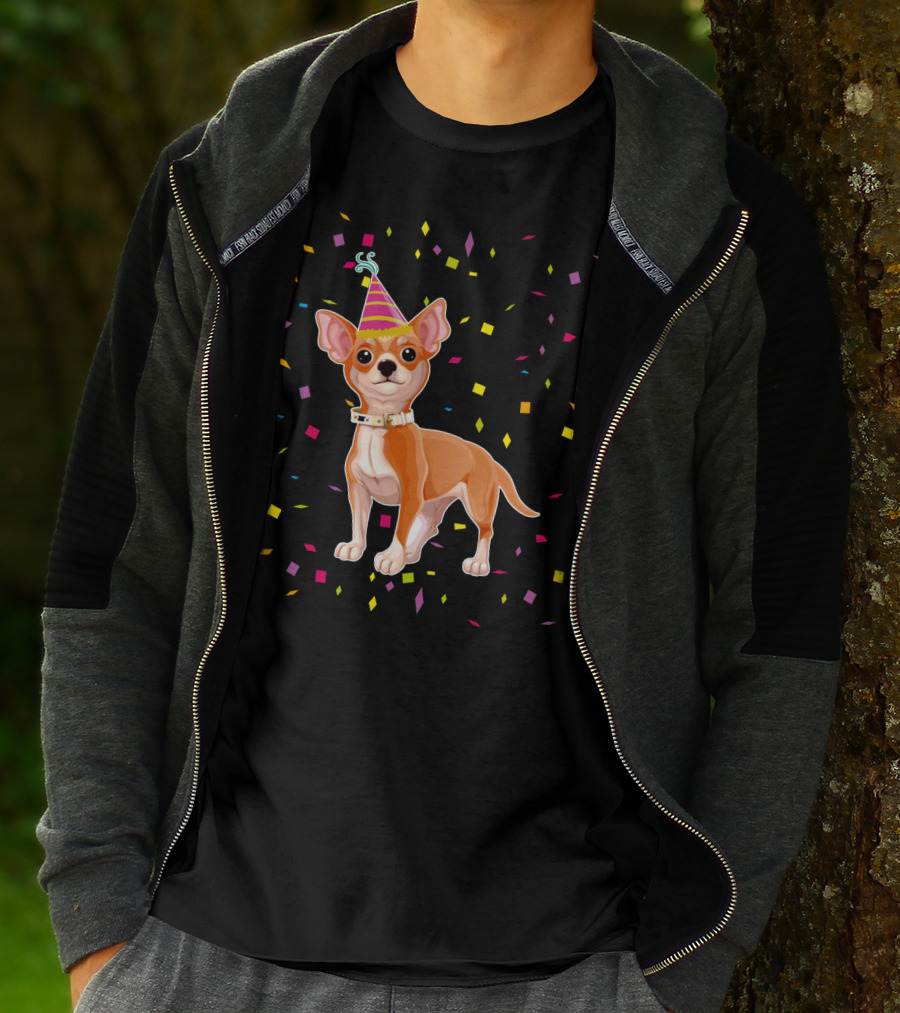 Birthday Chihuahua Party Hat Confetti T-Shirt