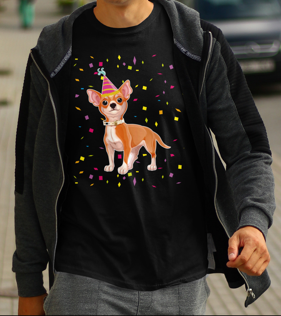 Birthday Chihuahua Party Hat Confetti T-Shirt