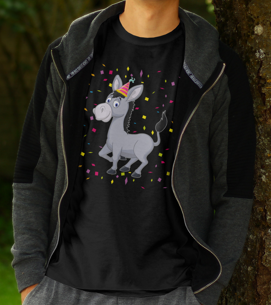 Happy Donkey Party Celebration With Colorful Confetti T-Shirt