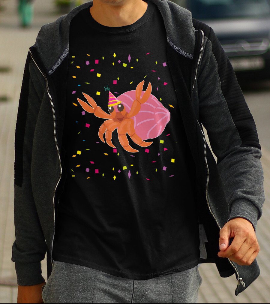 Funny Hermit Crab Birthday Party Hat Confetti T-Shirt