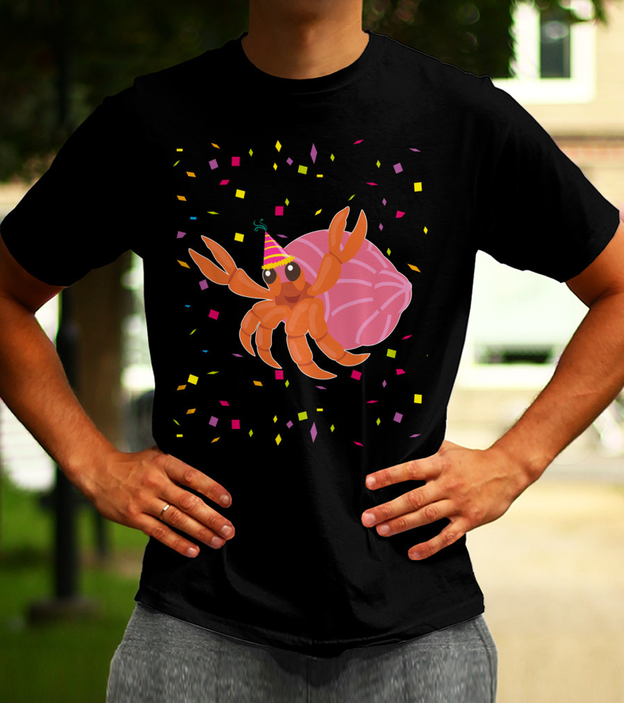 Funny Hermit Crab Birthday Party Hat Confetti T-Shirt