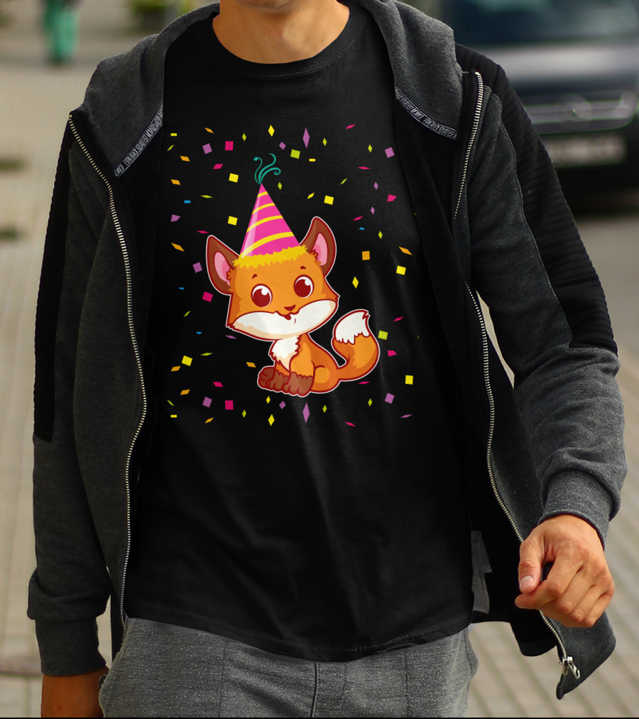 Funny Fox Birthday Confetti T-Shirt