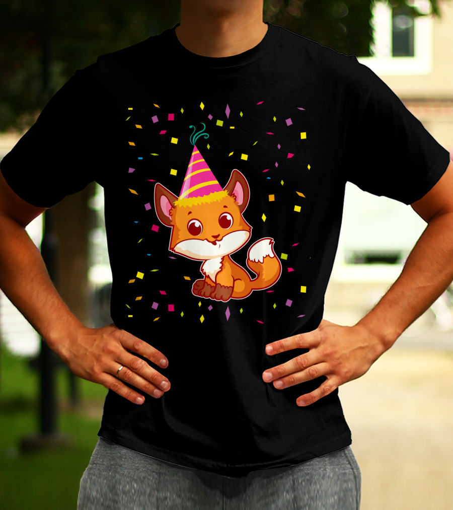 Funny Fox Birthday Confetti T-Shirt