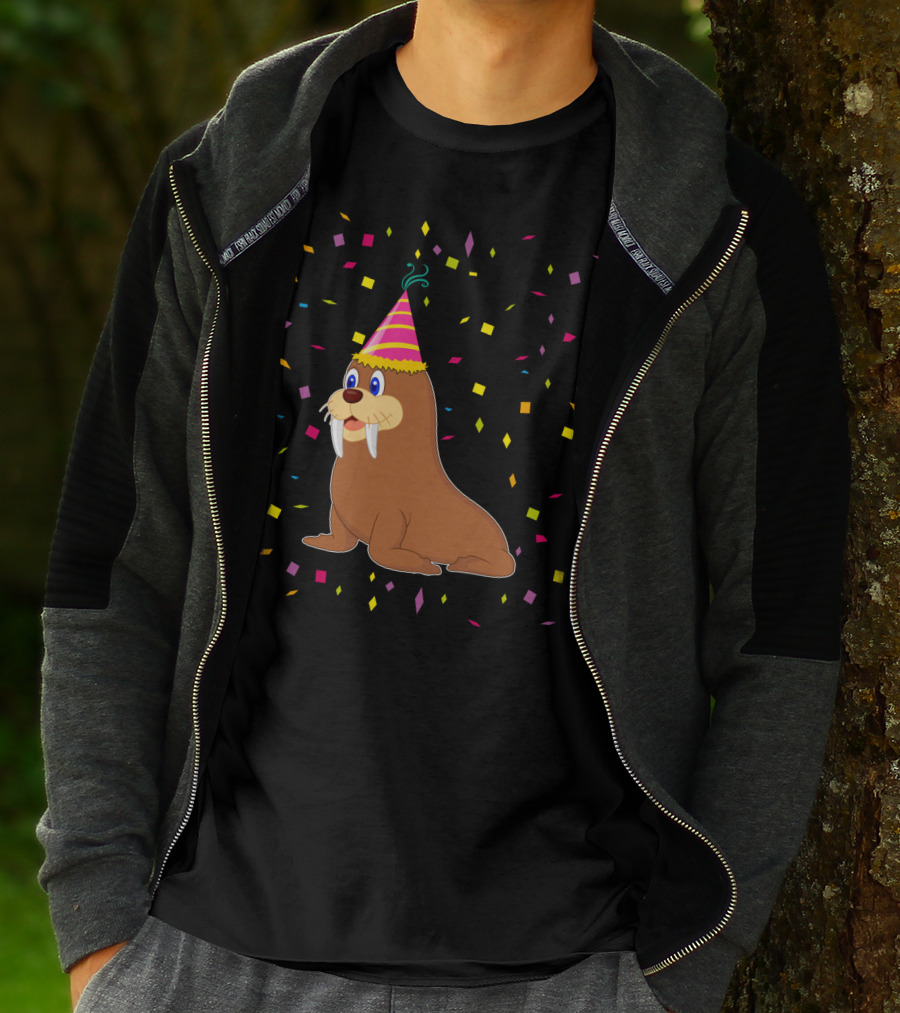 Funny WALRUS Birthday Confetti T-Shirt