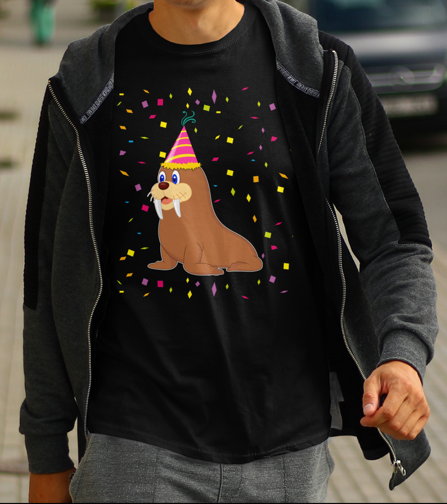 Funny WALRUS Birthday Confetti T-Shirt