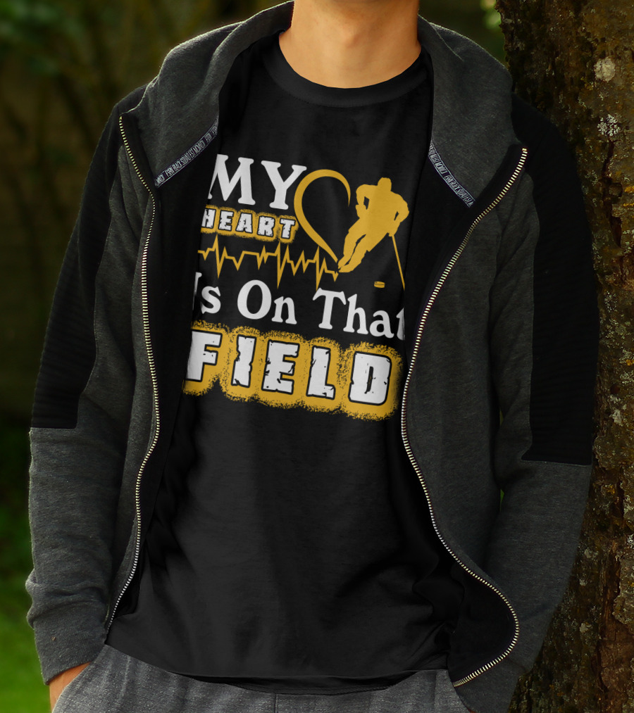 MY Heart Is On That Field Hockey Player Sports Enthusiast T-Shirt