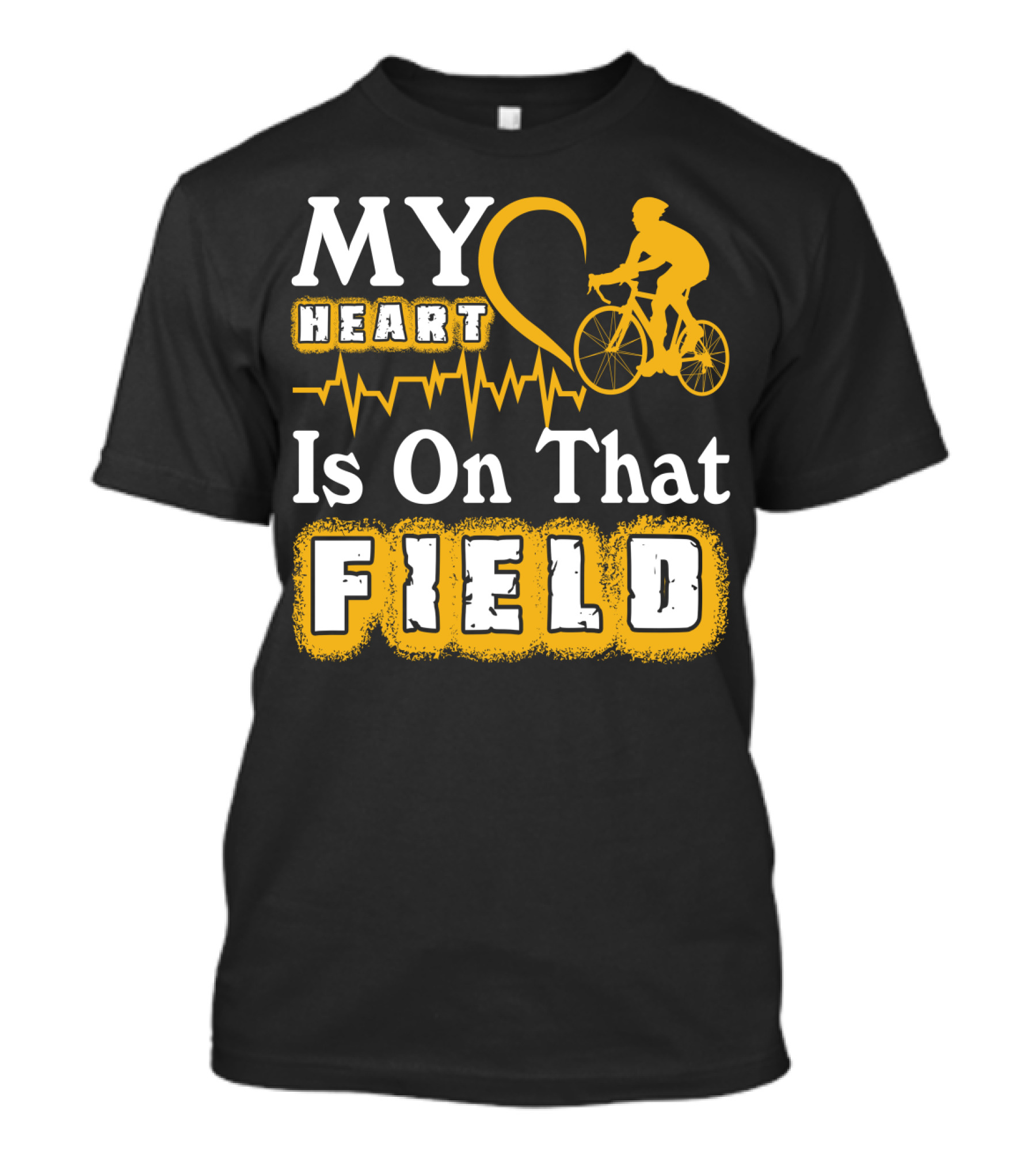 My Heart Is On That Field Cycling Bike Rider Heartbeat T-Shirt