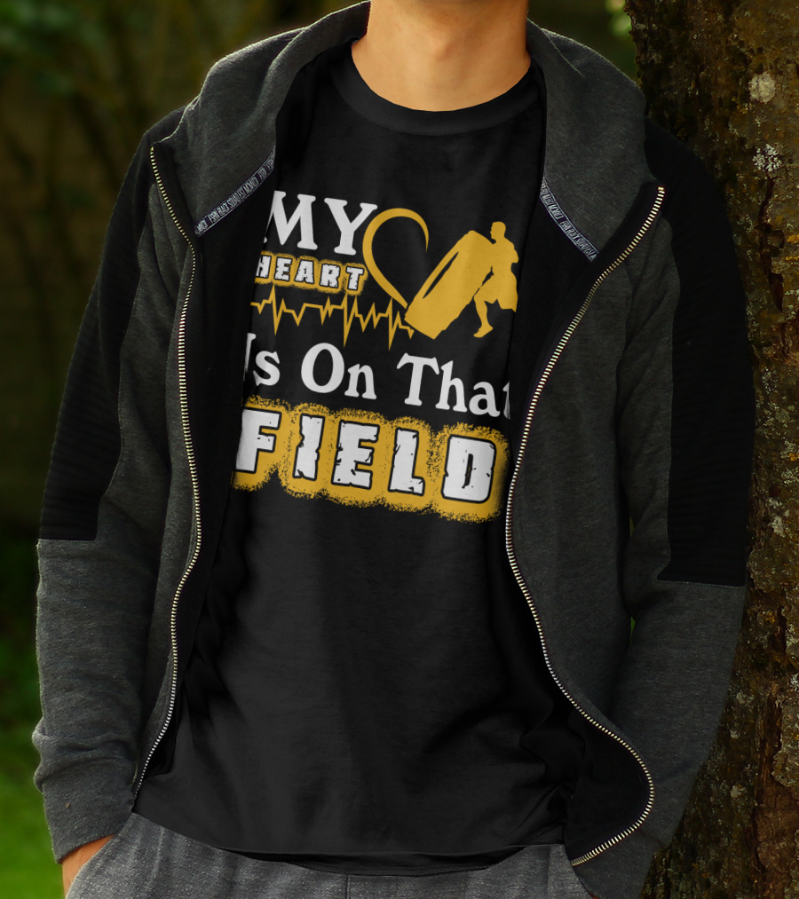 MY Heart Is On That Field Workout Tire Flip Fitness Passion T-Shirt