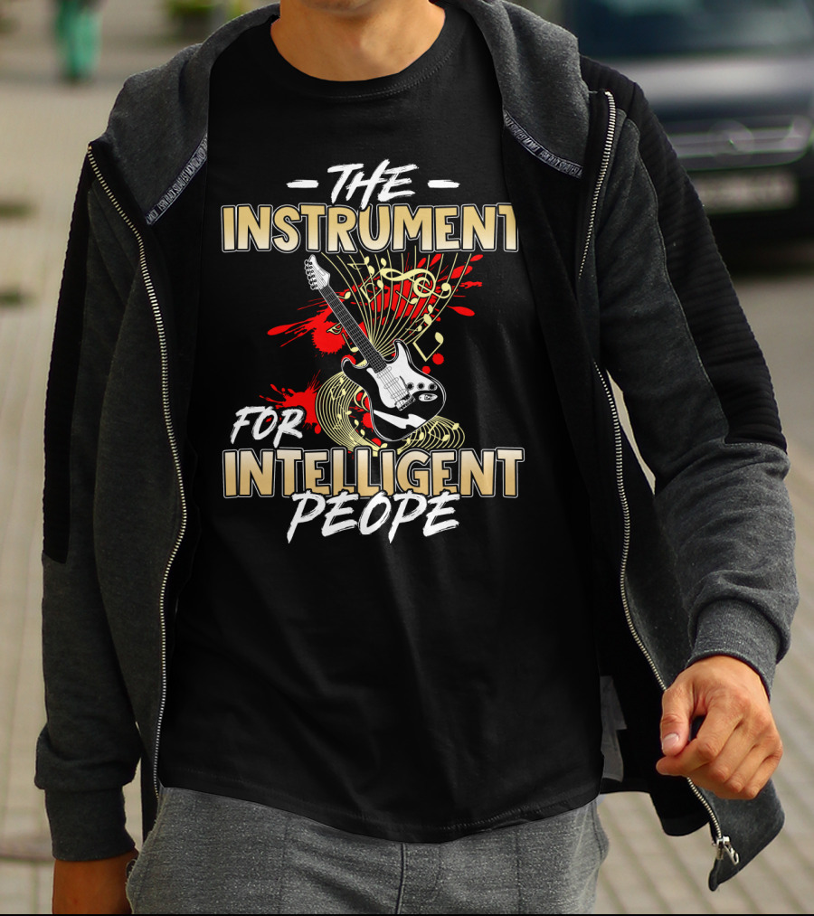 Guitar The Instrument For Intelligent People Electric Music Notes T-Shirt