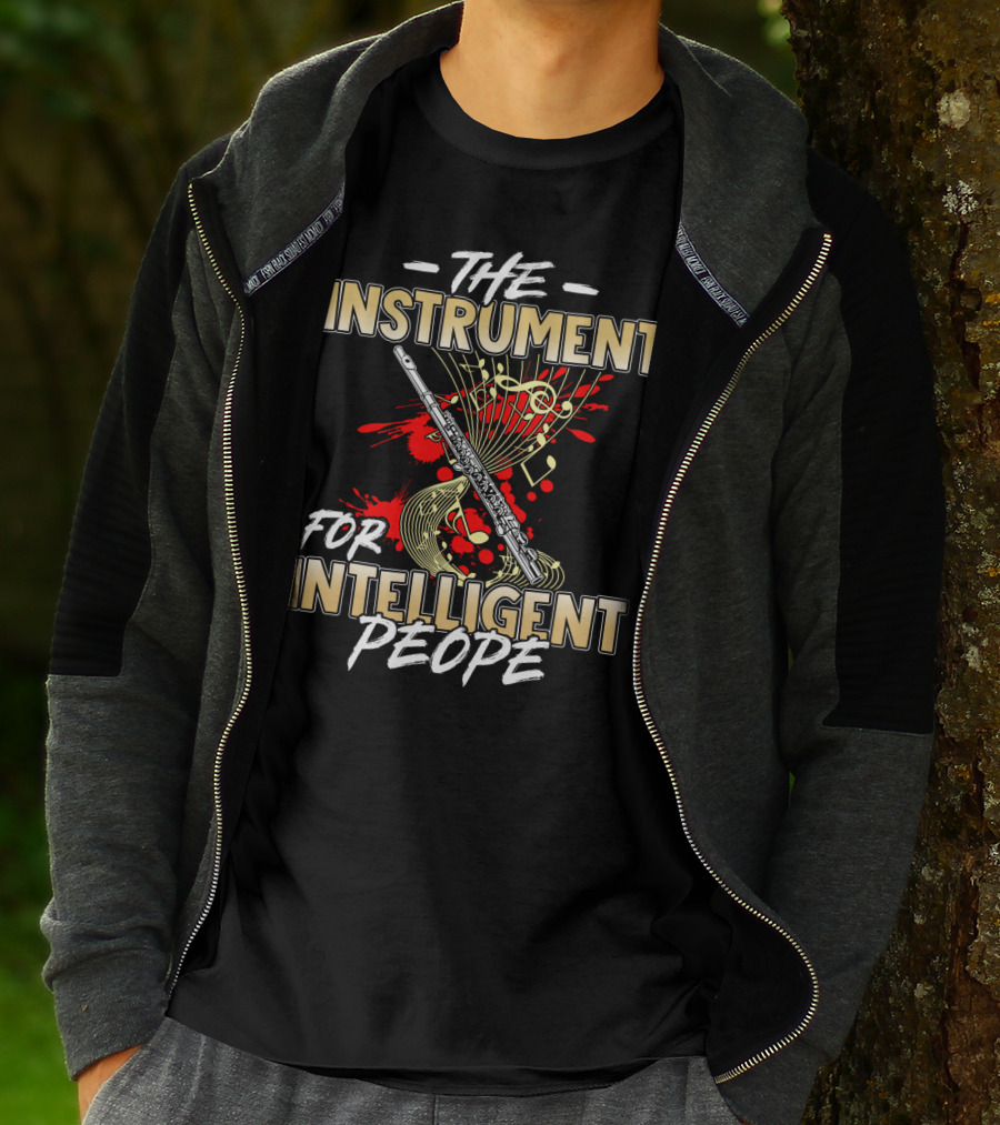 The Instrument For Intelligent People Flute Music Notes T-Shirt