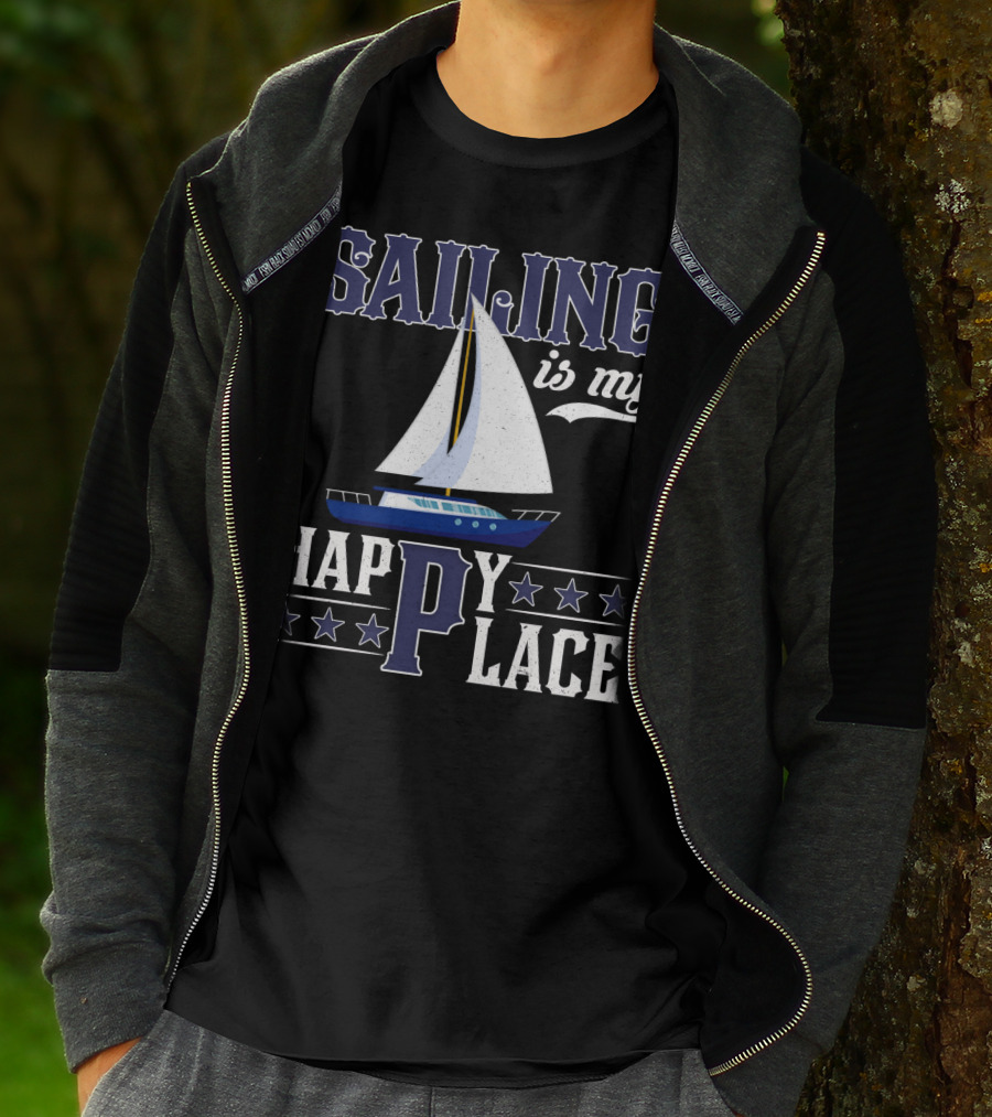 Sailing Is My Happy Place Boat Stars Ocean Adventure T-Shirt