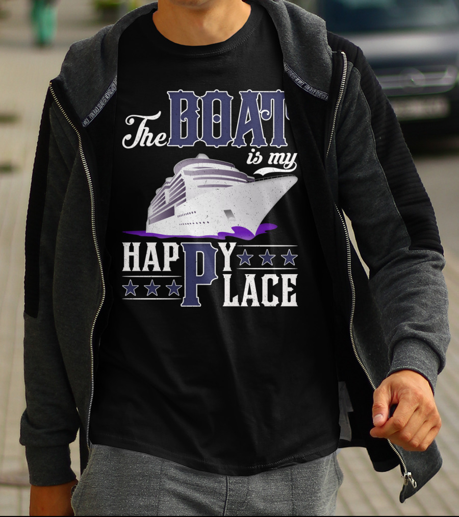 The Boat Is My Happy Place Cruise Ship With Stars T-Shirt