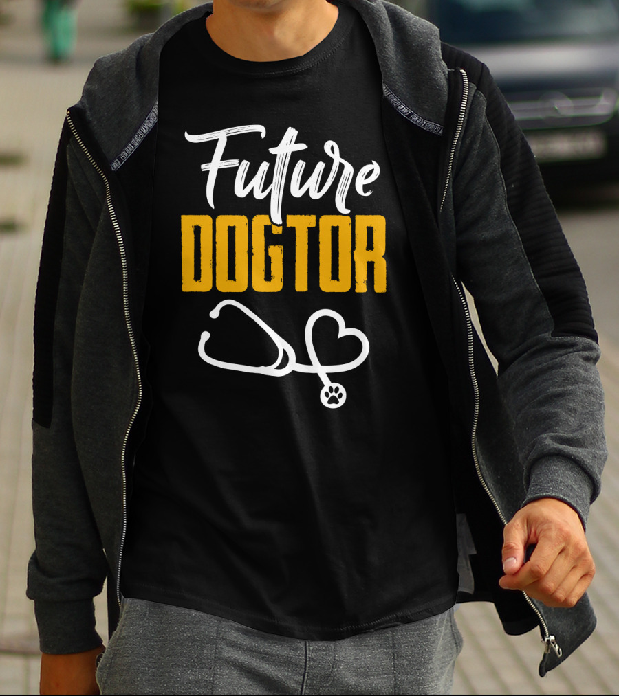 Future Dogtor Stethoscope Heart Veterinarian Vet Student Dog T-Shirt