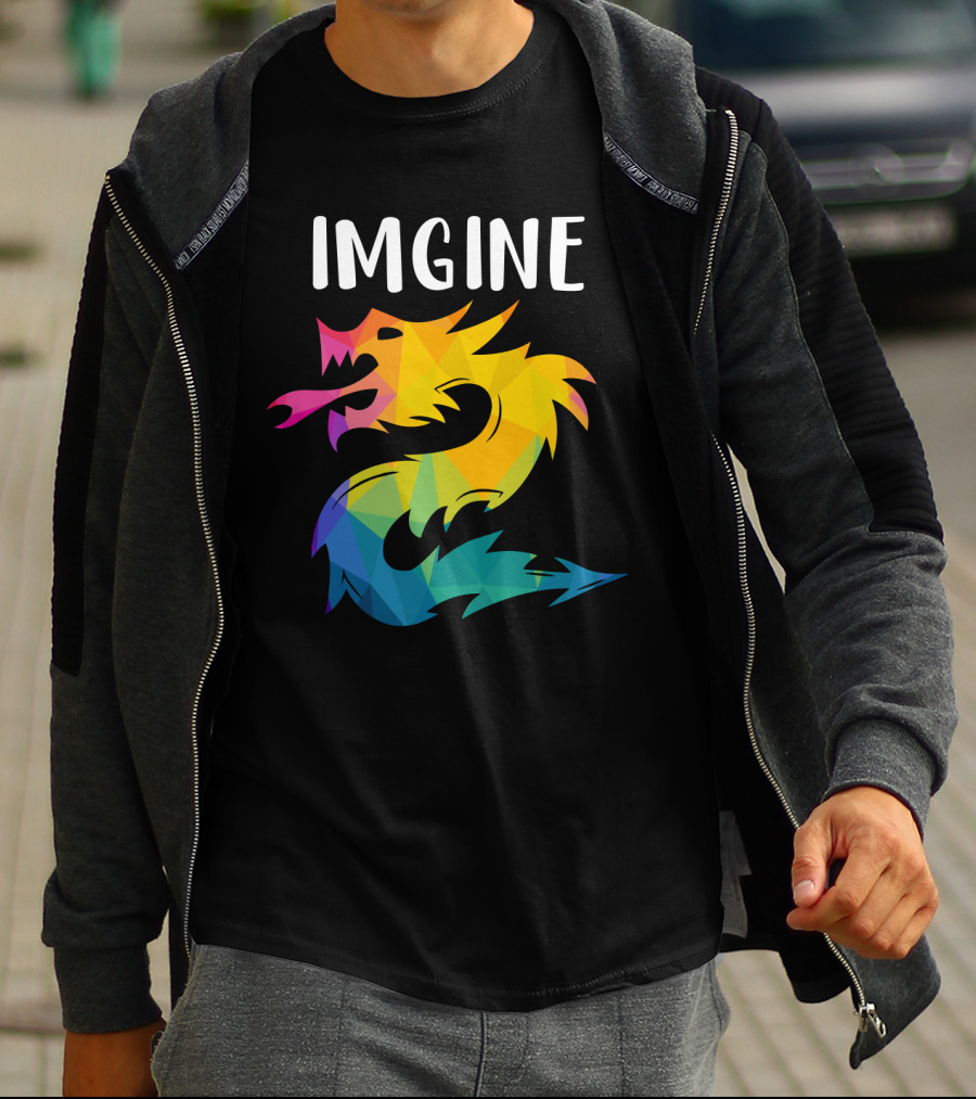 Imagine Vibrant Geometric Dragon Tattoo T-Shirt
