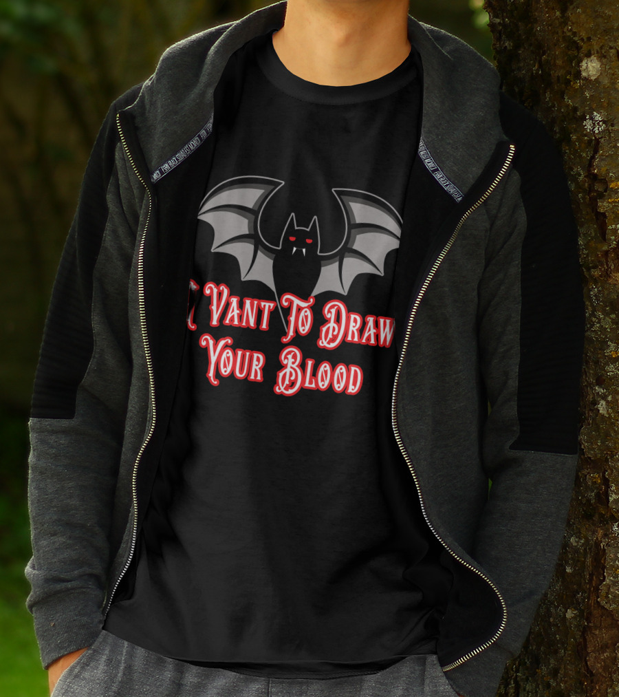 I Vant To Draw Your Blood Phlebotomist Vampire Bat Phlebotomy T-Shirt
