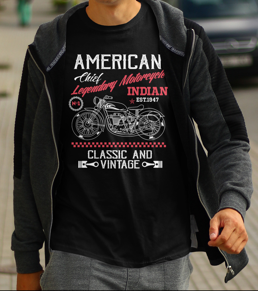 American Chief Legendary Motorcycle Indian Est.1947 Classic And Vintage T-Shirt