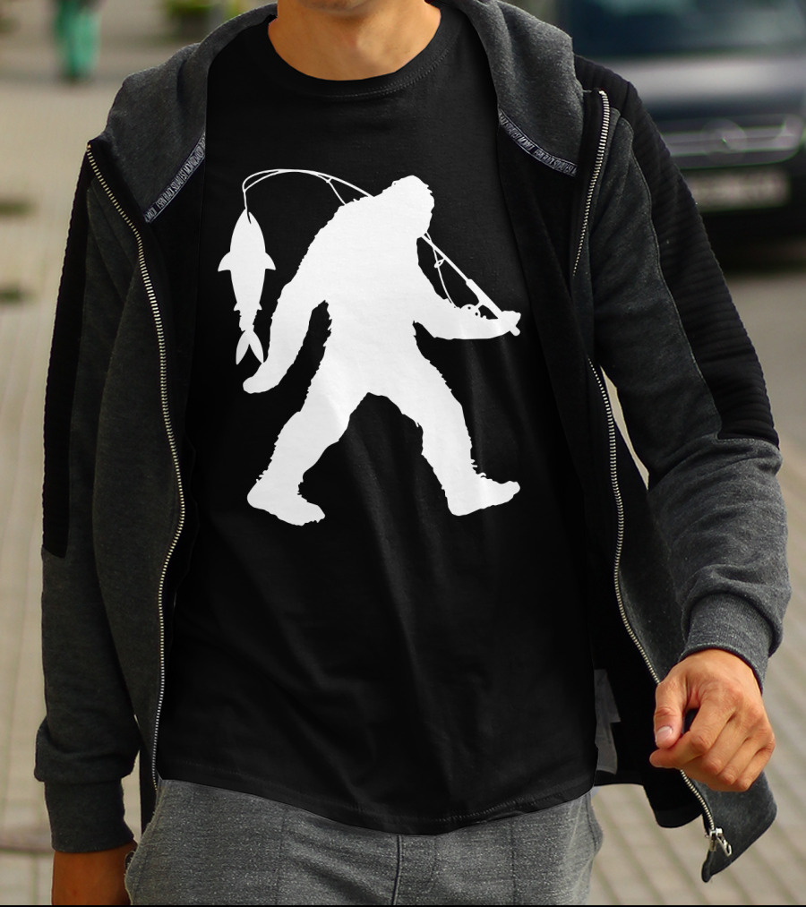 Bigfoot Fishing With Catching Fisherman T-Shirt