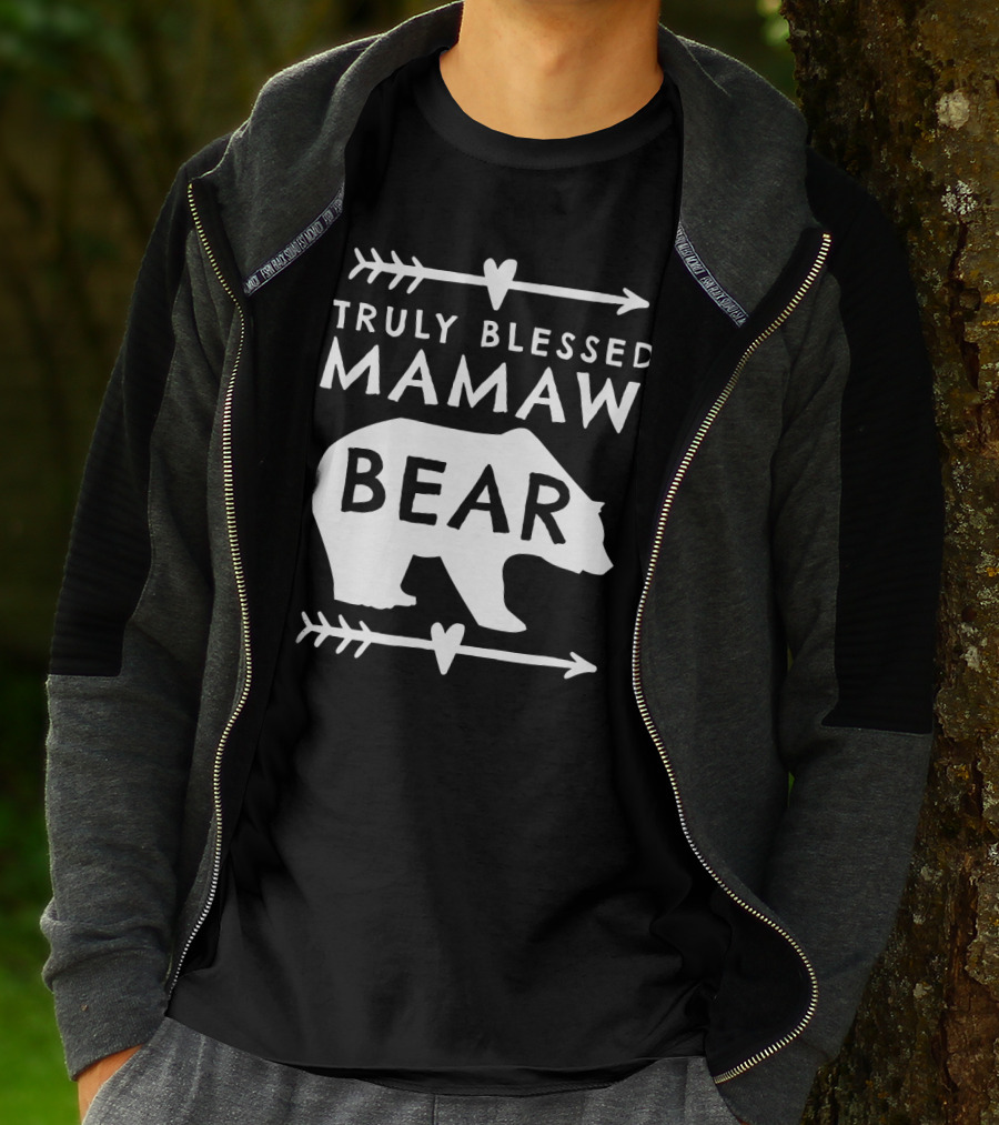 Truly Blessed Mamaw Bear Grandma Bear Silhouette Arrows Hearts T-Shirt