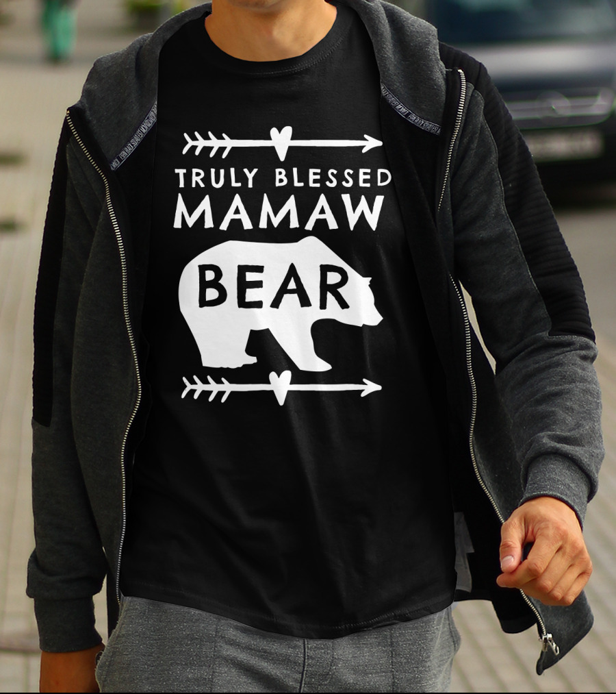 Truly Blessed Mamaw Bear Grandma Bear Silhouette Arrows Hearts T-Shirt