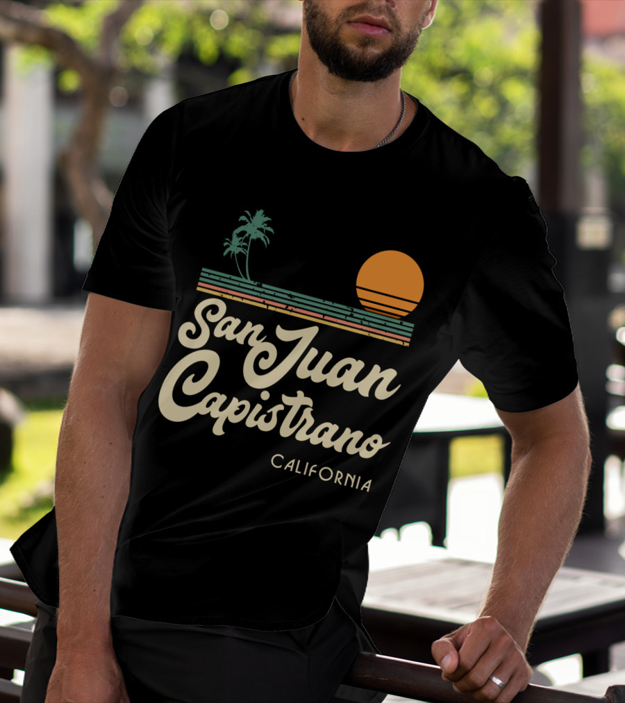 San Juan Capistrano California Vintage Sun And Palm Trees T-Shirt