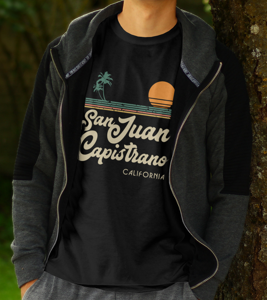 San Juan Capistrano California Vintage Sun And Palm Trees T-Shirt