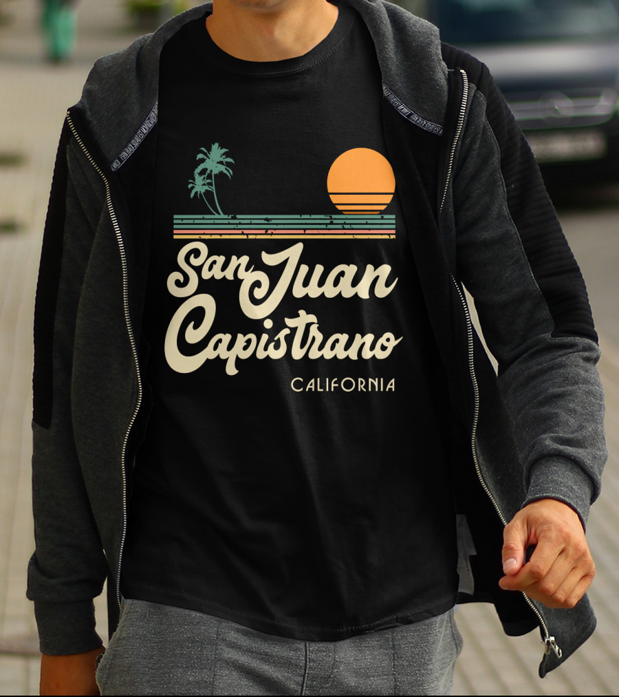 San Juan Capistrano California Vintage Sun And Palm Trees T-Shirt