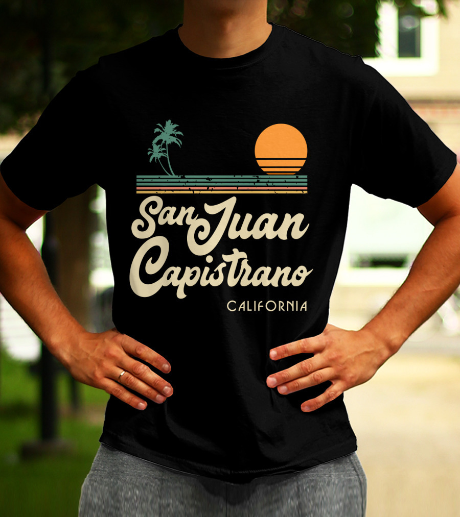 San Juan Capistrano California Vintage Sun And Palm Trees T-Shirt