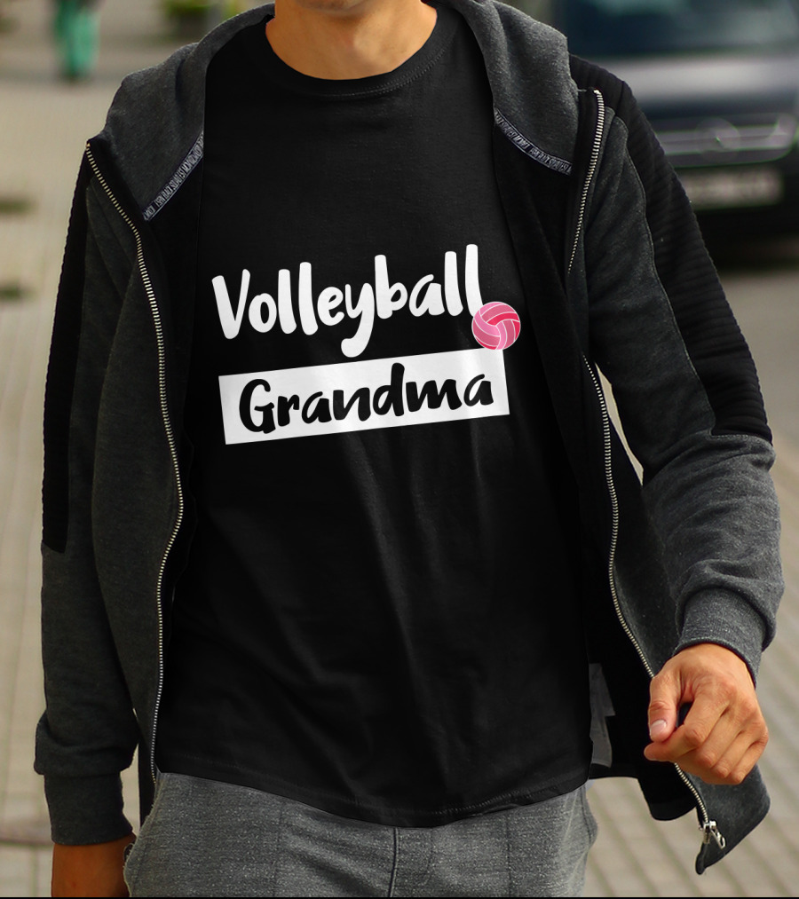 Volleyball Grandma Fun Pink Ball Motif T-Shirt