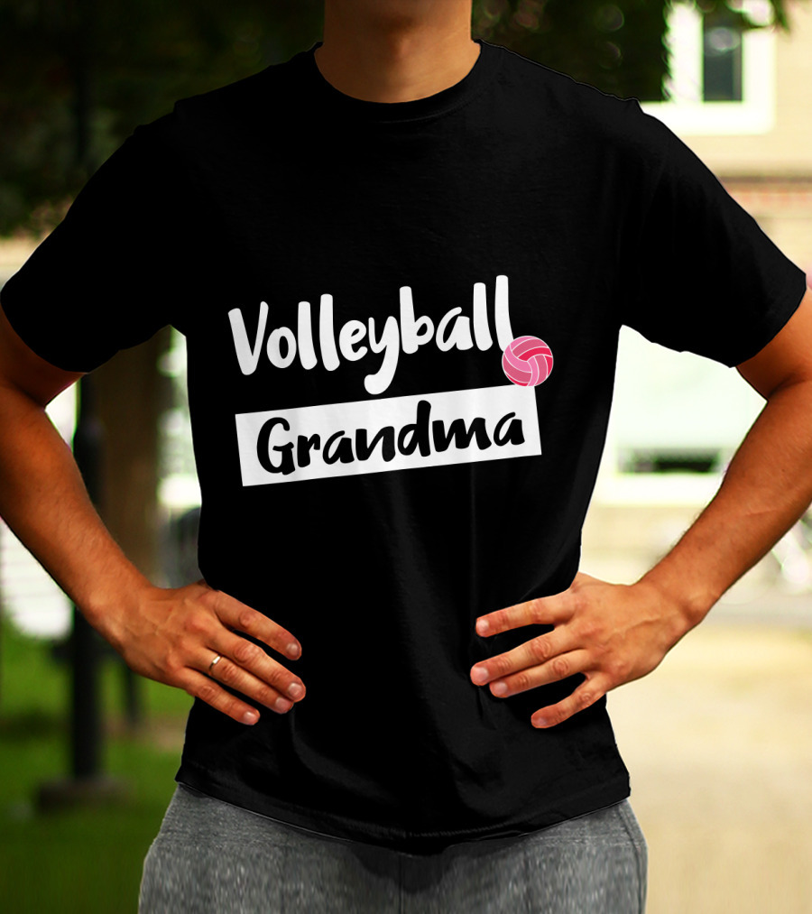Volleyball Grandma Fun Pink Ball Motif T-Shirt