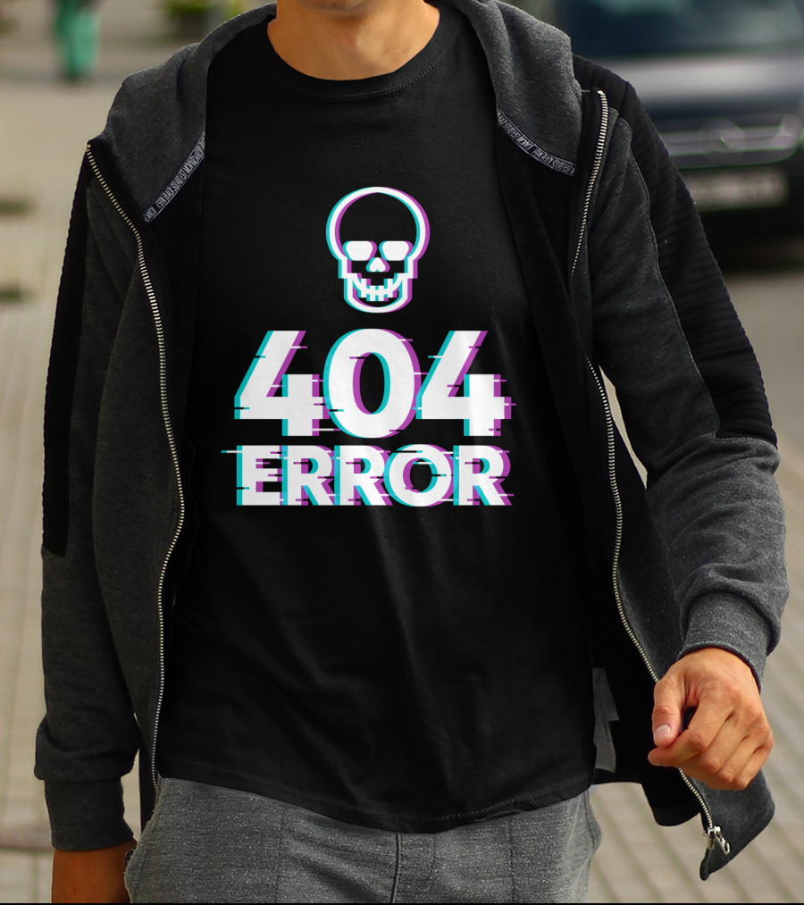 404 Error Skull Glitch T-Shirt