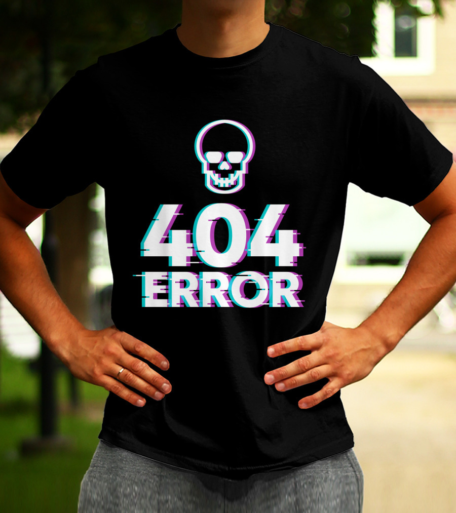 404 Error Skull Glitch T-Shirt