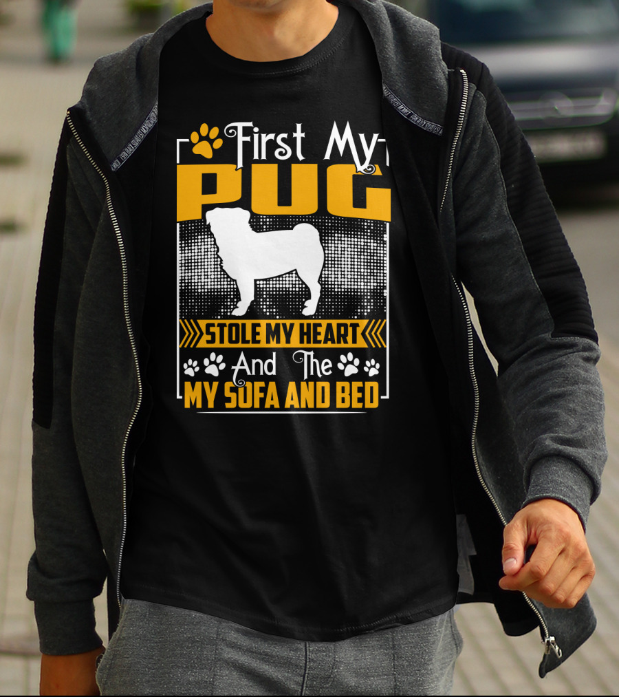 First My Pug Stole My Heart And Then My Sofa And Bed T-Shirt