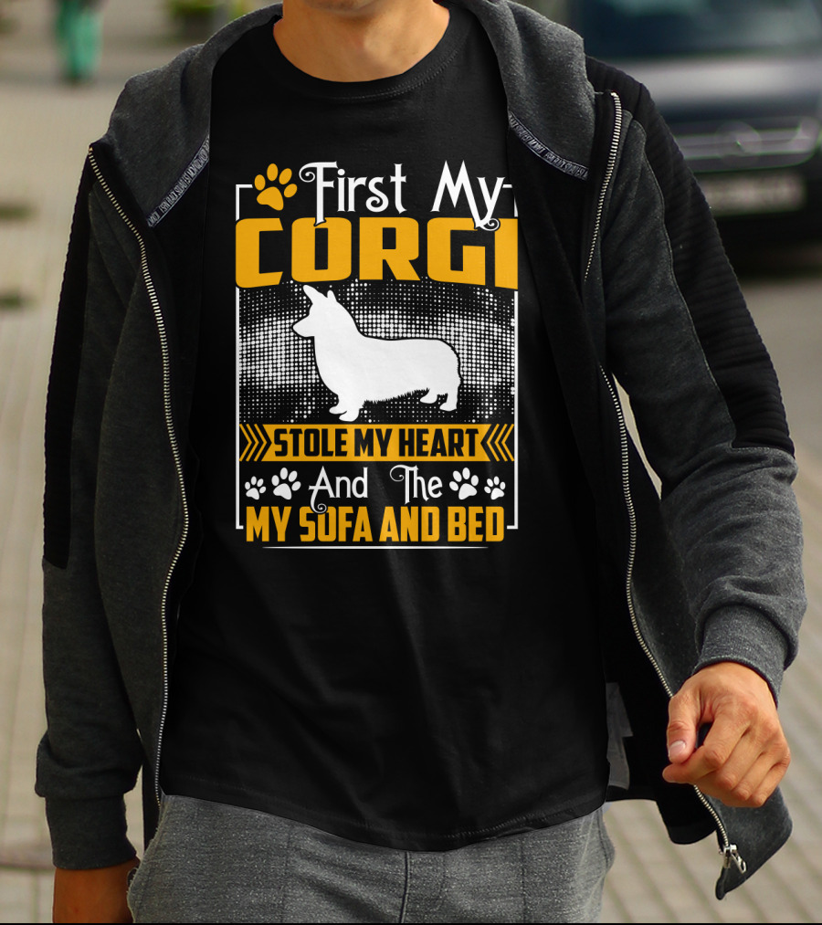 First My Corgi Stole My Heart And The My Sofa And Bed T-Shirt