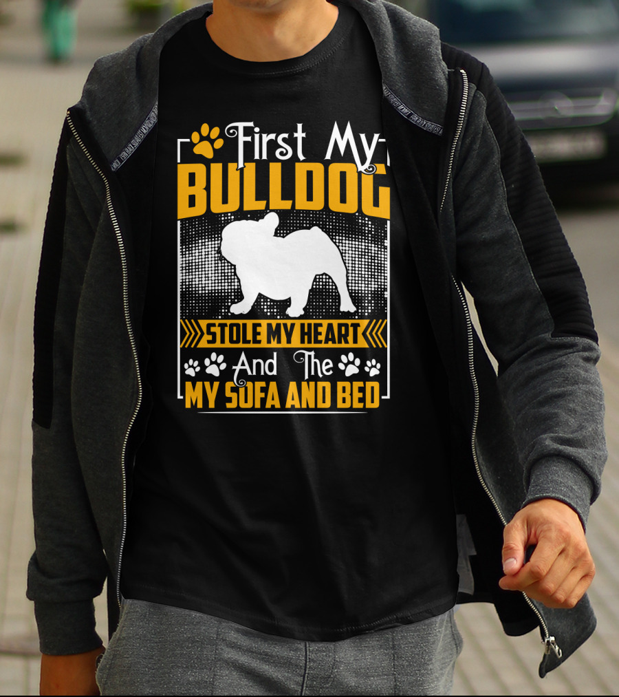 First My Bulldog Stole My Heart And The My Sofa And Bed T-Shirt