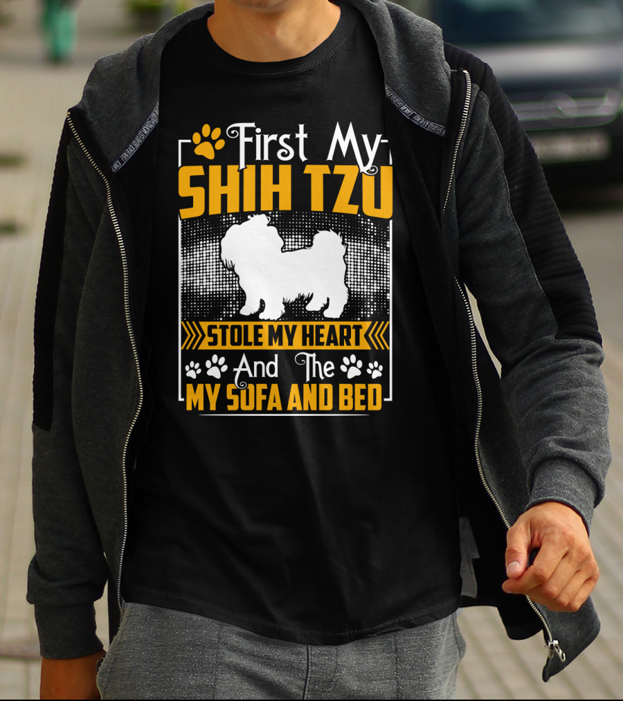 First My Shih Tzu Stole My Heart And Then My Sofa And Bed T-Shirt